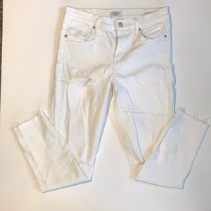 EUC Agolde Sophie Crop (White Distressed)